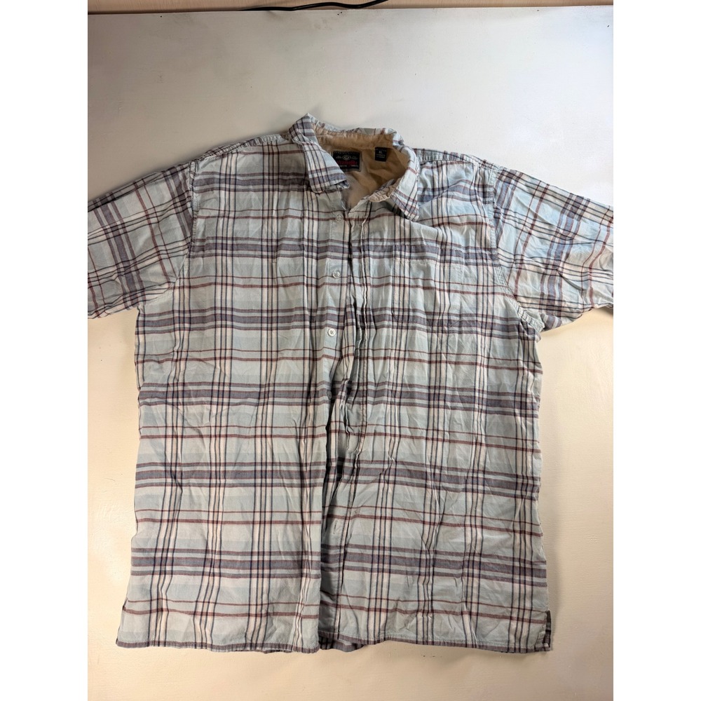 Wrangler Button Down Shirt Men XL Blue Plaid Excellent Short Sleeve Cotton
